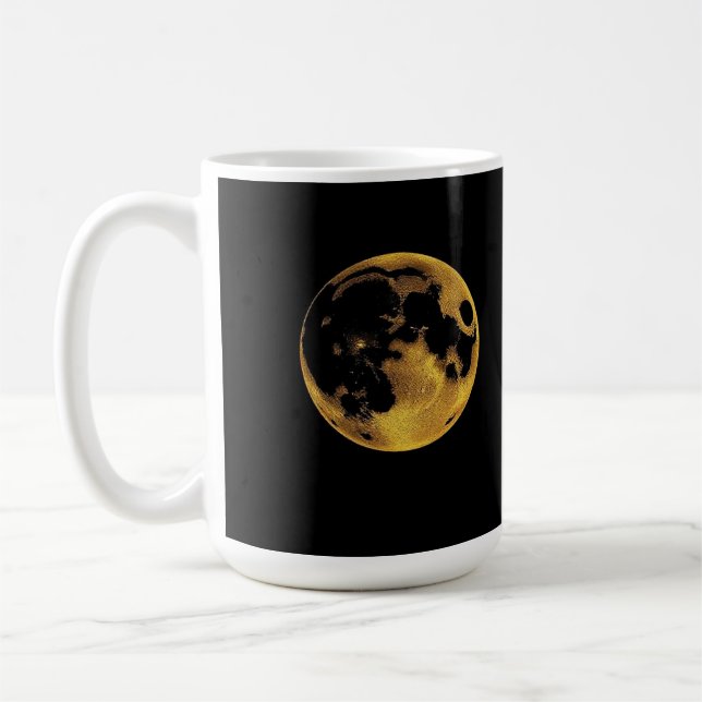 Caneca De Café Lua texturizada dourada sobre preto escuro (Esquerda)
