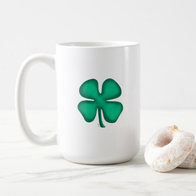 Caneca De Café Lucky 4 Folha de Pele Grande (Com Donut)