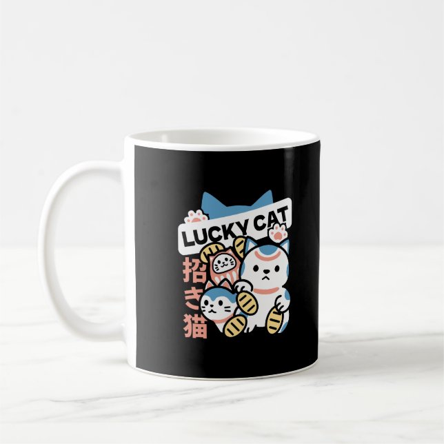 Caneca De Café Lucky Cat Art – Maneki Neko with Gold Coin (Esquerda)
