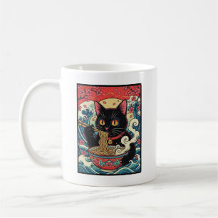 Caneca De Café Lucky Cat Ramen Noodle Art