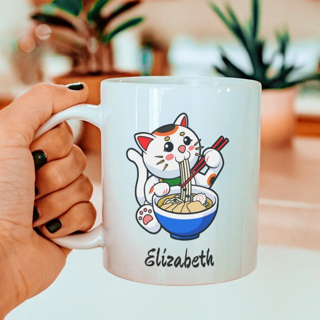 Caneca De Café Lucky Cat Ramen- Personalizado (Criador carregado)