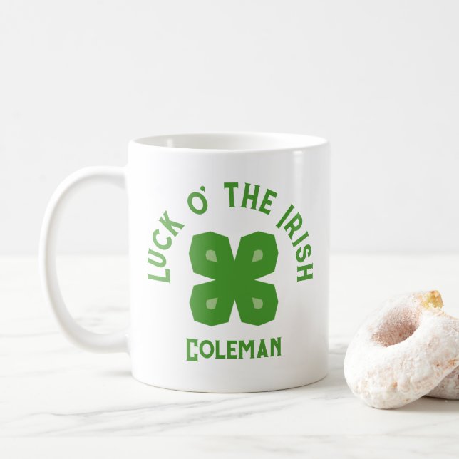Caneca De Café Lucky Charm Abstract 4-Leaf Clover (Com Donut)