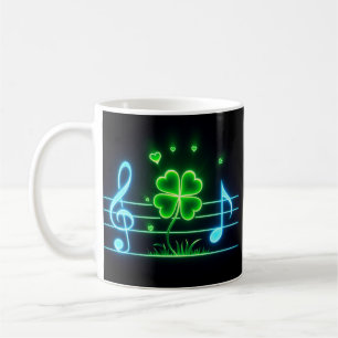 Caneca De Café Lucky Clover com Design de Music Notes