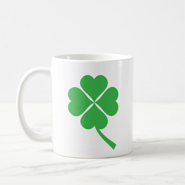 Caneca De Café Lucky Four Shamrock Folha Design-87906 (Esquerda)