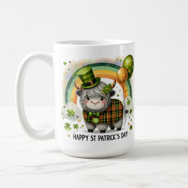 Caneca De Café Lucky Highland Cow- St. Patrick’s Day (Esquerda)