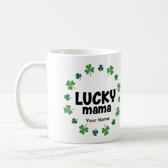 Caneca de Café Lucky Mama - Presente Personalizado (Esquerda)