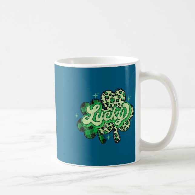 Caneca De Café Lucky Shamrock Leopard,checkered Patricks Day Funn (Direita)