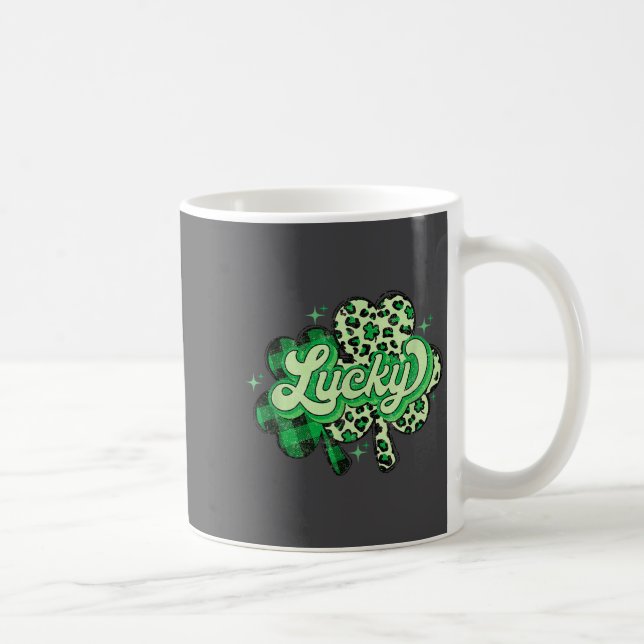 Caneca De Café Lucky Shamrock Leopard,checkered Patricks Day Funn (Direita)