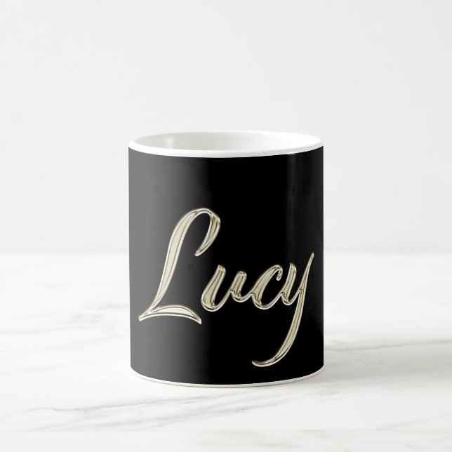 Caneca De Café Lucy white gold Handwriting Tasse Kaffeetasse (Centro)
