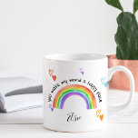 Caneca De Café Lugar Feliz Arco-Íris e Corações Coloridos<br><div class="desc">Uma caneca colorida com arco-íris e corações amorosos que você pode personalizar para seu amigo,  parente ou professor por exemplo. Design bonito e alegre com a letra "você faz do meu mundo um lugar feliz" em tipografia de estilo manuscrito e roteiro elegante.</div>
