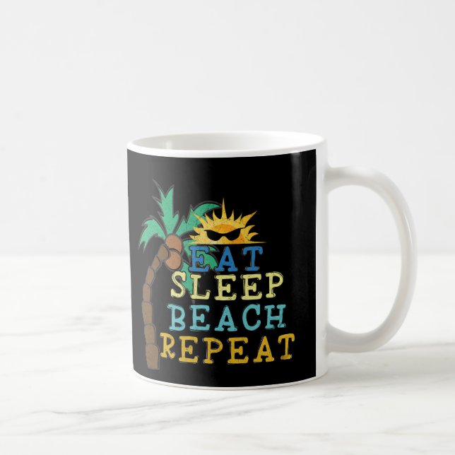 Caneca De Café Lugar Feliz Praia Vintage (Direita)