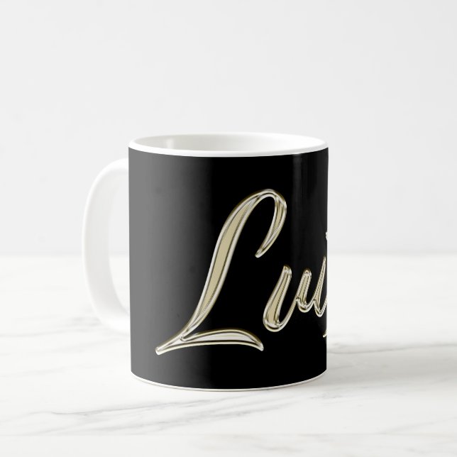 Caneca De Café Luisa white gold Handwriting Tasse Kaffeetasse (Frente Esquerda)