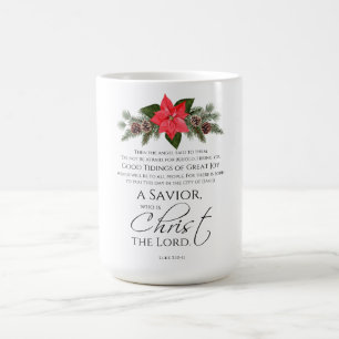 Caneca De Café Luke 2:10-11 Bons Tidings Poinsettia Natal