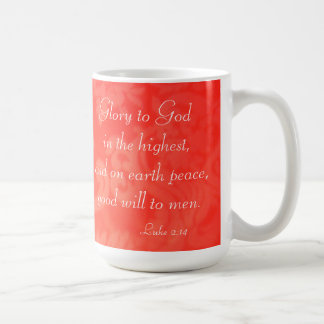 Caneca De Café Luke 2:14 Glória a Deus no Natal Vermelho Mais Alt