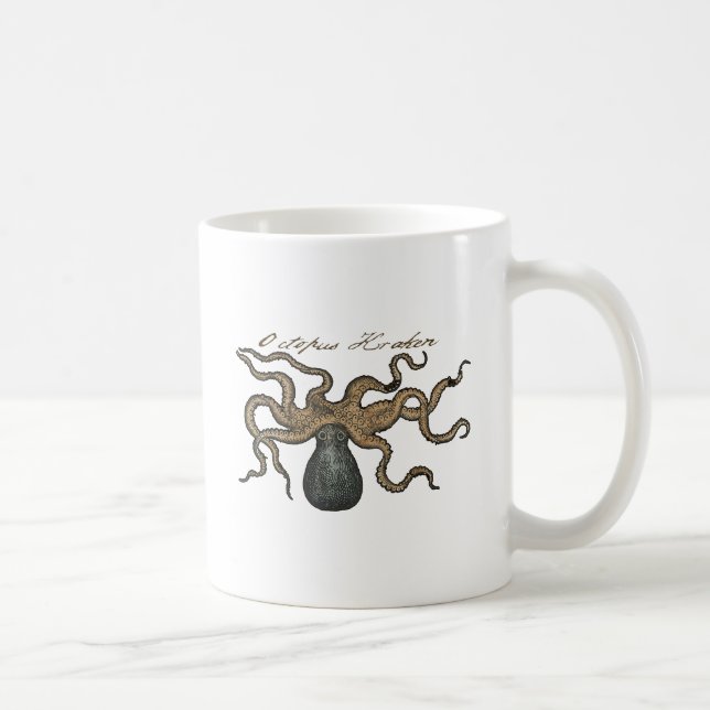 Caneca De Café Lula Kraken Antigo Marinho Costeiro Vida Selvagem (Direita)