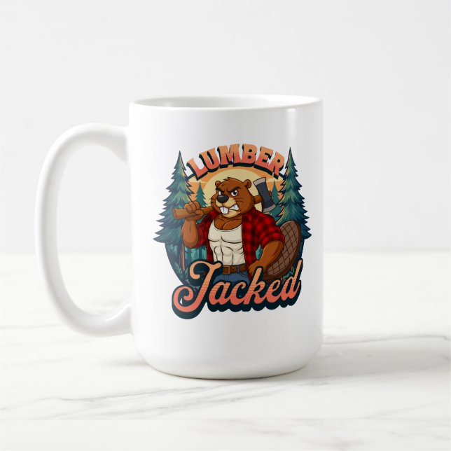 Caneca De Café Lumber Jacked Beaver Funny Lumberjack Pun Design (Esquerda)