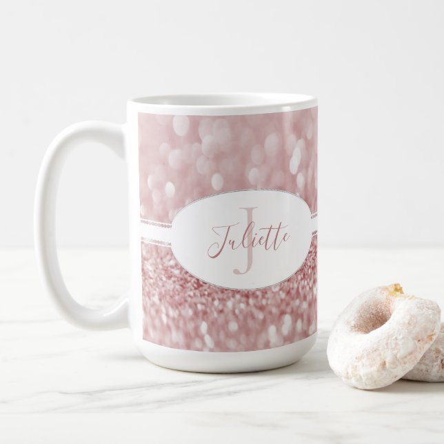 Caneca De Café Luminosa Rosa Personaliza Mug de Café (Com Donut)