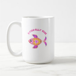 Caneca De Café Luminous Heart Fish: Radiant Neon Kawaii Sea Life 