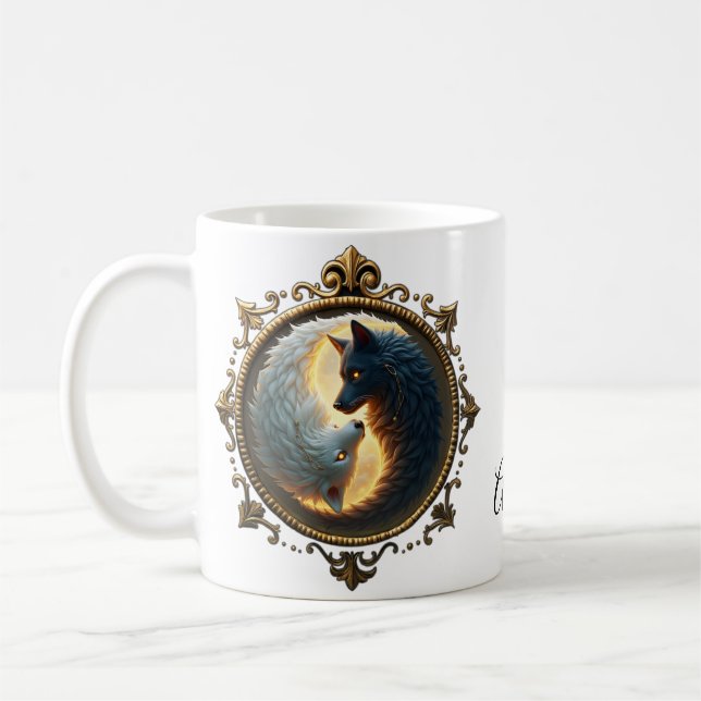 Caneca De Café Lunar Balance – Where Shadows Embrace the Light.  (Esquerda)