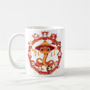 Caneca De Café Lunar Chinês, Ano Novo Cobra Design 1