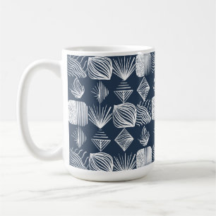 Caneca De Café Lúpulo Tribal de Caribe Negrito: Azul e Branco Mar