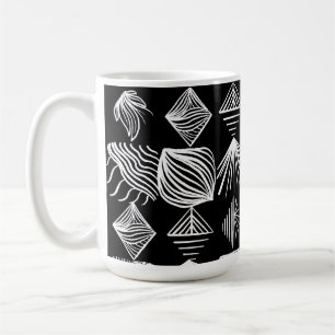 Caneca De Café Lúpulo Tribal de Caribe Negrito - Preto e Branco,