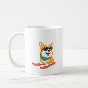 Caneca De Café Lustiger Corgi em esquis