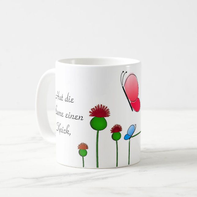 Caneca De Café Lustiger Spruch "Schmetterling" (Frente Esquerda)