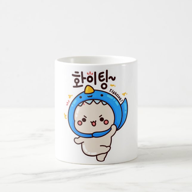 Caneca De Café LUTA 화 이 팅 - Coreano Hangul (Centro)