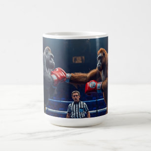 Caneca De Café Luta de boxe entre Gorila e Orangotango