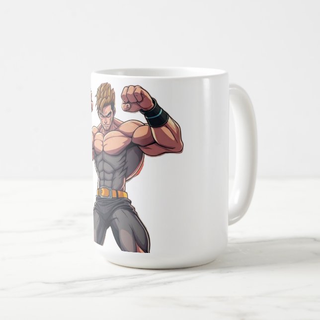 Caneca De Café Lutador de Anime (Frente Esquerda)