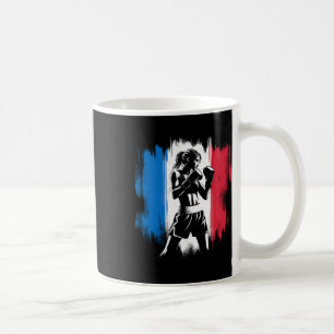 Caneca De Café Lutadora de Boxe com Bandeira da França - Kickboxi