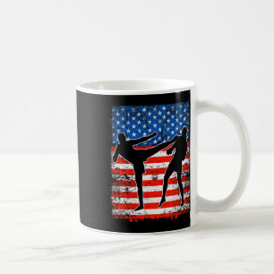 Caneca De Café Lutadores de Kickboxing na Bandeira Americana Patr