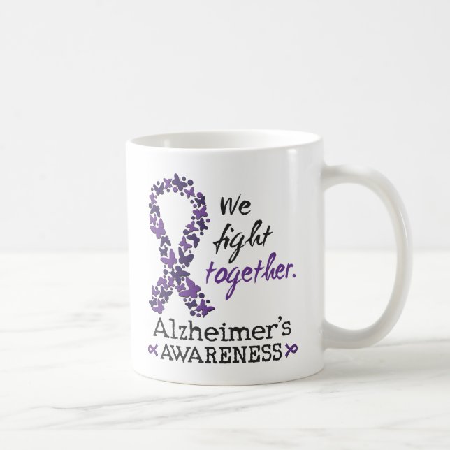 Caneca De Café Lutamos juntos - Consciência do mal de Alzheimer (Direita)