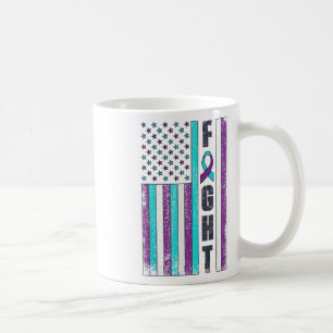 Caneca De Café Lutar Bandeira Americana Conscientização Prevenção
