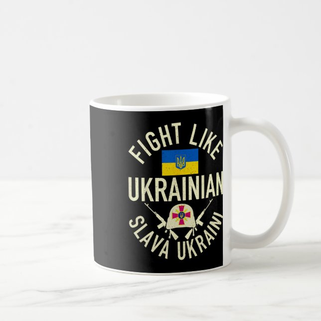 Caneca De Café Lute Como Ucraniano Apoie a Ucrânia Eu Estou Com  (Direita)
