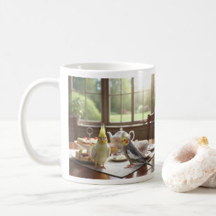 Caneca De Café Lutino e Normal Grey Cockatiels Parakeet Bird
