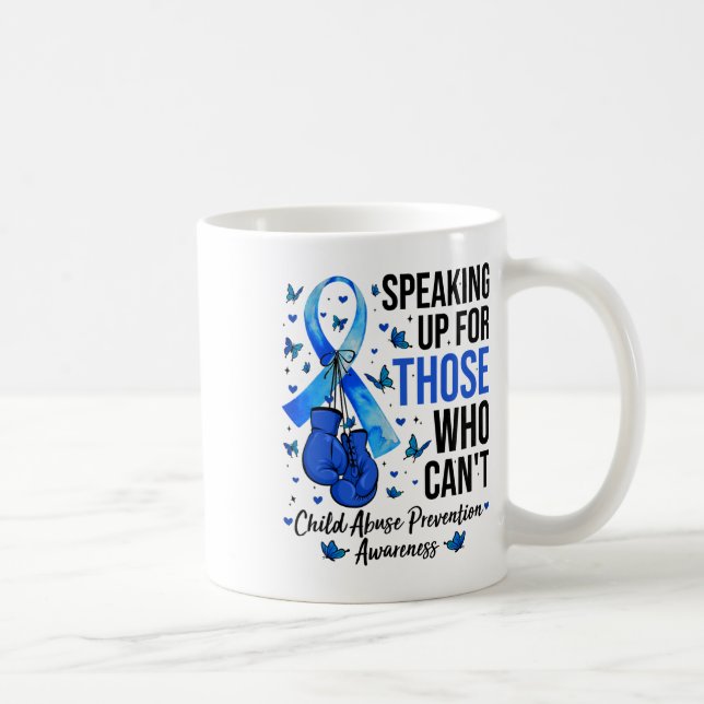 Caneca De Café Luvas de Boxe Conscientização Prevenção de Abuso I (Direita)