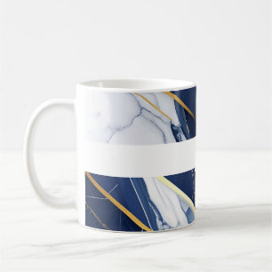 Caneca De Café Luxo em Azul Naval e Mármore Dourado com Padrão Ge