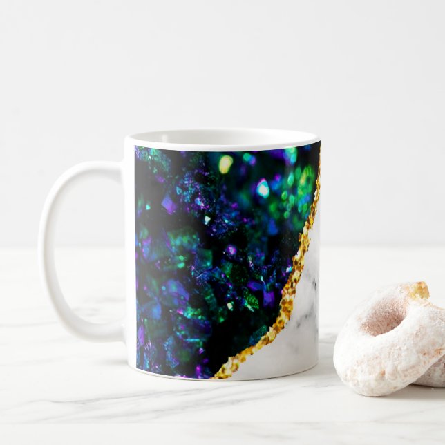 Caneca De Café Luxo Interior Marble Stone Glitter (Com Donut)