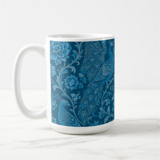 Caneca De Café Luxo Persa Azul Pavão Riqueza Padrão
