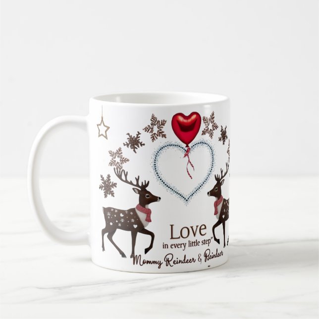 Caneca De Café Luxo Premium Rena Floco de Neve Amor em Cada  (Esquerda)