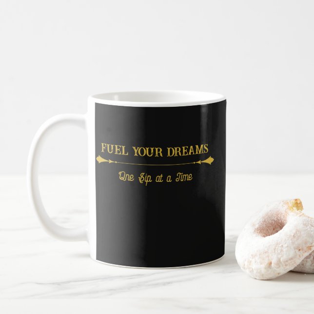 Caneca de Café Luxo Preto Azul Dourado (Com Donut)