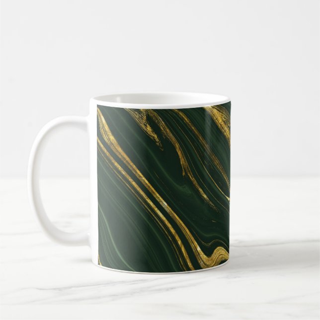 Caneca De Café Luxuoso Onyx Verde: Ouro Marble. (Esquerda)