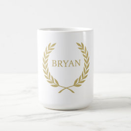 Caneca De Café Luxury Dourada Laurel Wreath Monograma