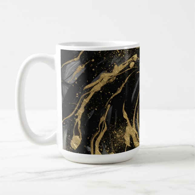 Caneca De Café Luxury Gold and Black Abstract Marble  (Esquerda)