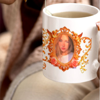 Caneca De Café Luxury Gold Frame for Your Photos | Personalized C