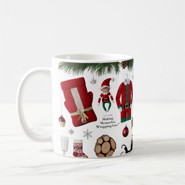 Caneca De Café Luxury Knitted Elf Team Holiday Collage Classic (Esquerda)