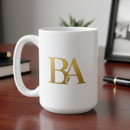 Caneca De Café Luxury Law Firm Monogram Coffee Mug | Navy & Gold