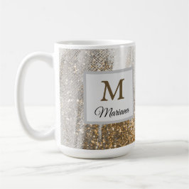 Caneca De Café Luxury Marble Dourada Traça branca e cinza